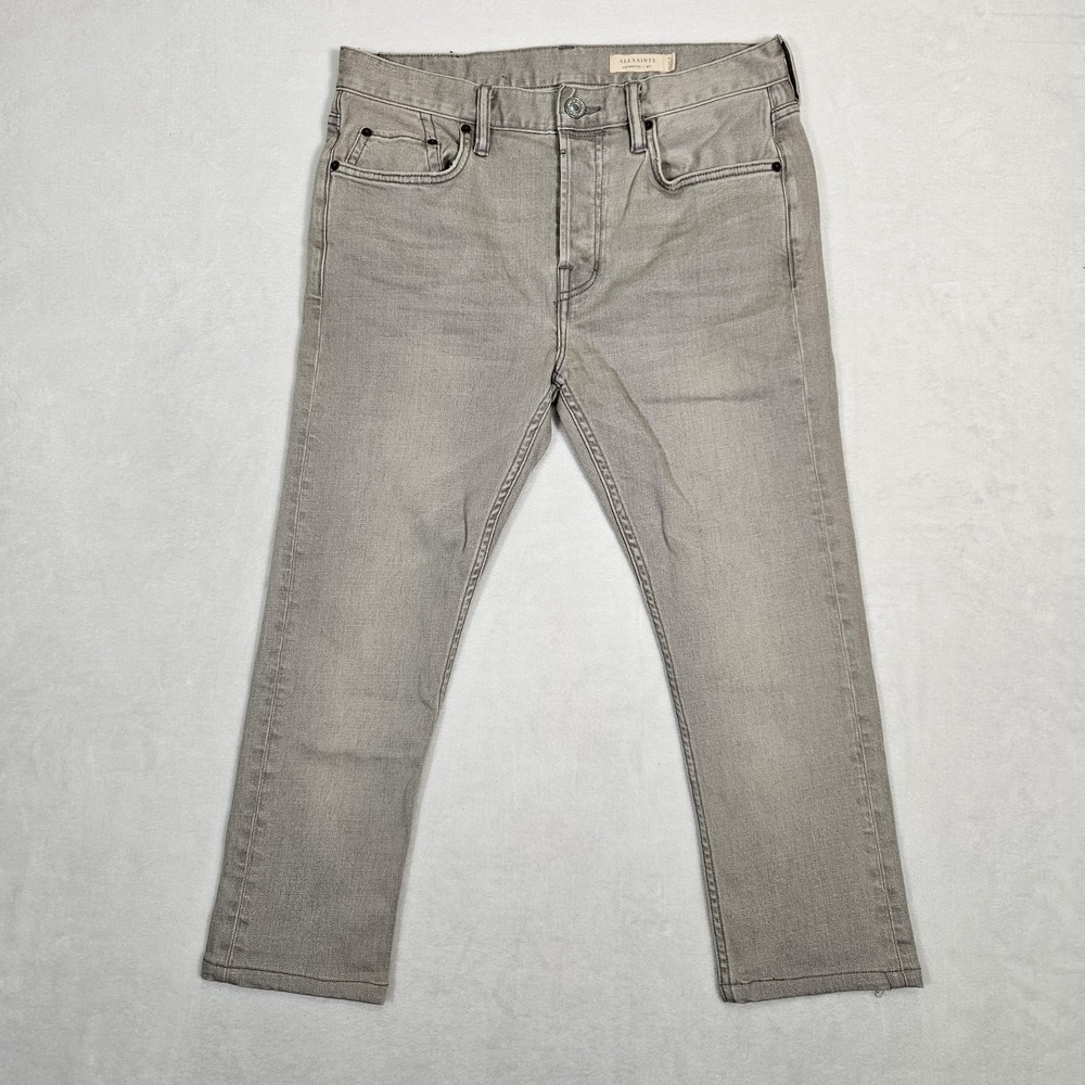 AllSaints Men's Cigarette Slim Fit Jeans Gray Size W31x22 Button Fly‎